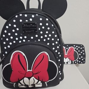 Loungefly Disney Parks Mini Mouse Polka Dot Backpack and Purse